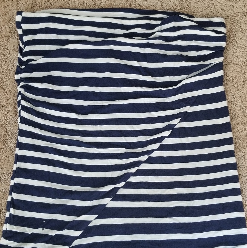 Cabi navy & white striped top/skirt